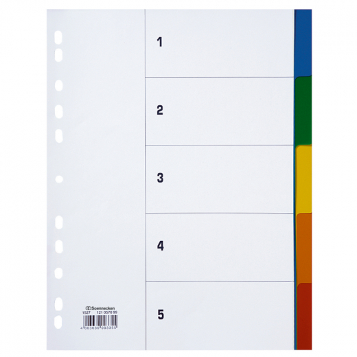 Soennecken Register 1527 DIN A4 blanko volle Höhe 5tlg. PP farbig, - 121057099