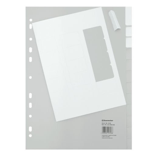Soennecken Register 1516 DIN A4 blanko volle Höhe 10Blatt PP grau,