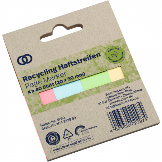 Soennecken Haftstreifen oeco RC 5790 20x50mm 40Bl. sort. 4St., - 164237999