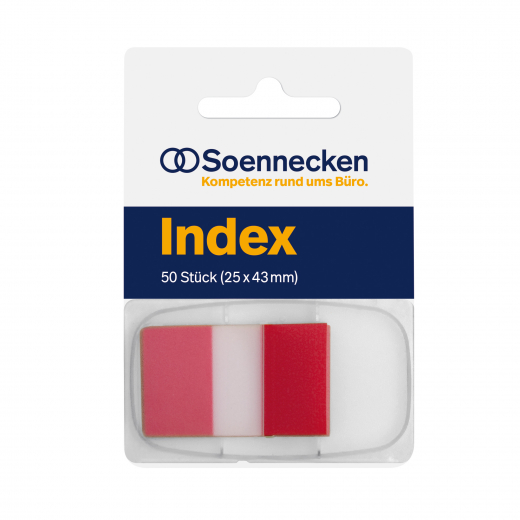 Soennecken Haftstreifen Index 5821 25x43mm 50Streifen Spender rot, - 164509930