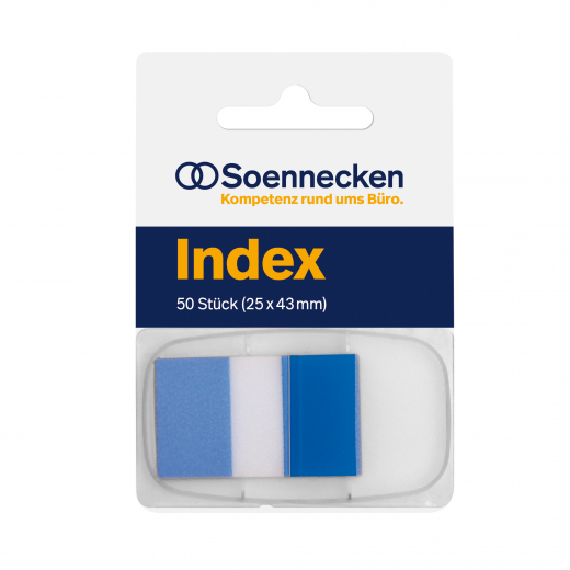 Soennecken Haftstreifen Index 5822 25x43mm 50Streifen Spender blau, - 164509950