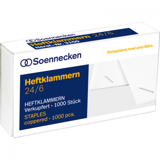 Soennecken Heftklammern 3150 24/6 verkupfert 1.000 St./Pack., - 124044098