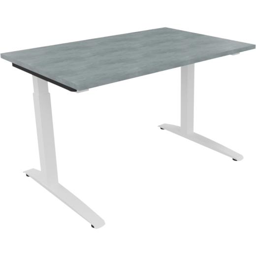 Schreibtisch Kufe Einzels. Quadrat B1200xT800xH650-850 ws/Beton hell, - 810022583