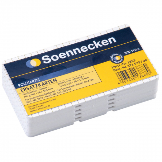 Soennecken Ersatzkarten 1813 102x56mm kariert weiß 100 St./Pack., - 171033700