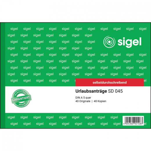 SIGEL Urlaubsantrag SD045 DIN A5 +Durchschlag 2x40Blatt, - SIGSD045