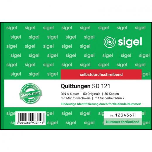 SIGEL Quittung SD121 DINA6 quer sd Mp 50Blatt, - SIGSD121