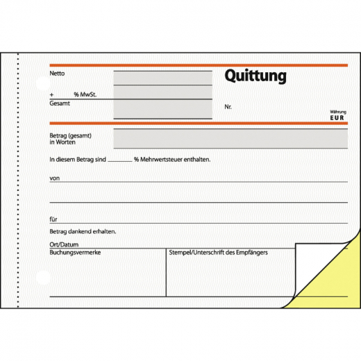 SIGEL Quittung SD022 DIN A6 quer selbstdurchschreibend 2x40Blatt, - SIGSD022