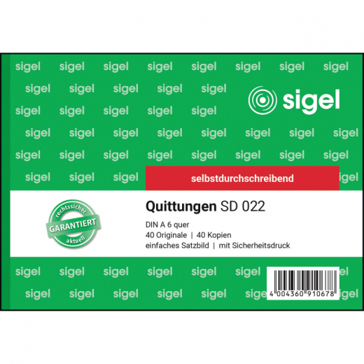 SIGEL Quittung SD022 DIN A6 quer selbstdurchschreibend 2x40Blatt,