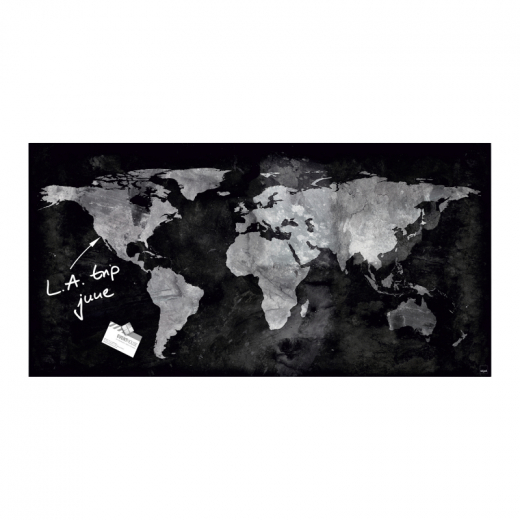 SIGEL Magnetboard Artverum GL270 910x460x15mm Glas World-Map, - SIGGL270