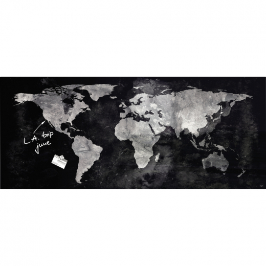 SIGEL Magnetboard Artverum GL246 1.300x550x15mm Glas World-Map, - SIGGL246