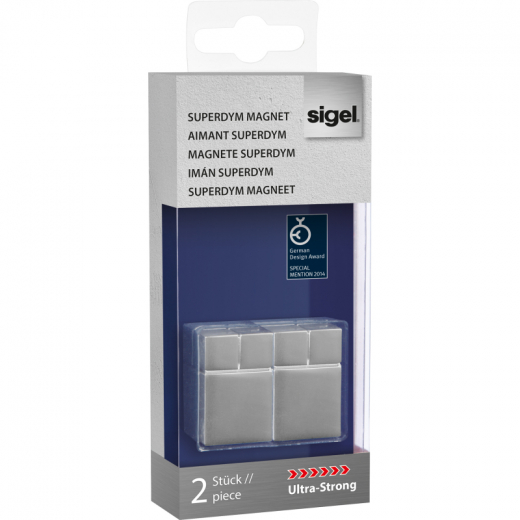 SIGEL Magnet SuperDym C30 GL707 Cube 20x30x20mm silber 2 St./Pack., - SIGGL707