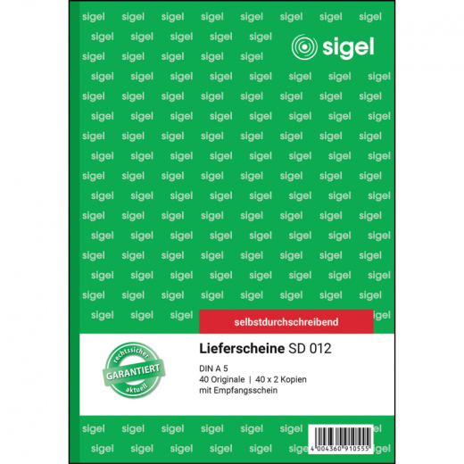 SIGEL Lieferschein SD012 DIN A5 selbstdurchschreibend 3x40Blatt, - SIGSD012