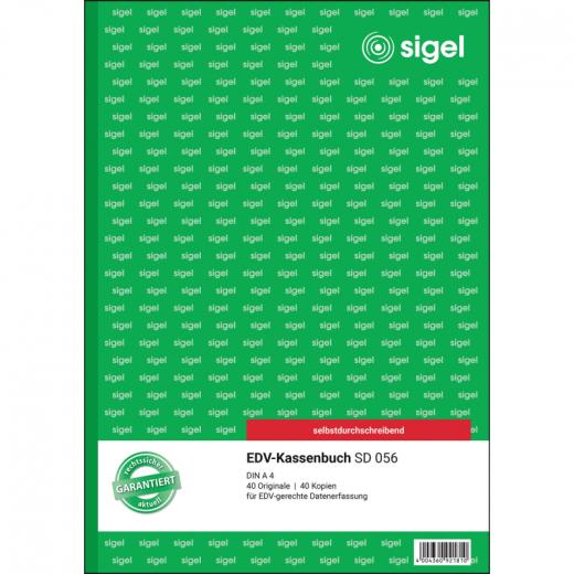 SIGEL Kassenbuch SD056 DIN A4 selbstdurchschreibend 40Blatt, - SIGSD056