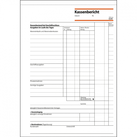 SIGEL Kassenbericht KA515 DIN A5 50Blatt, - SIGKA515