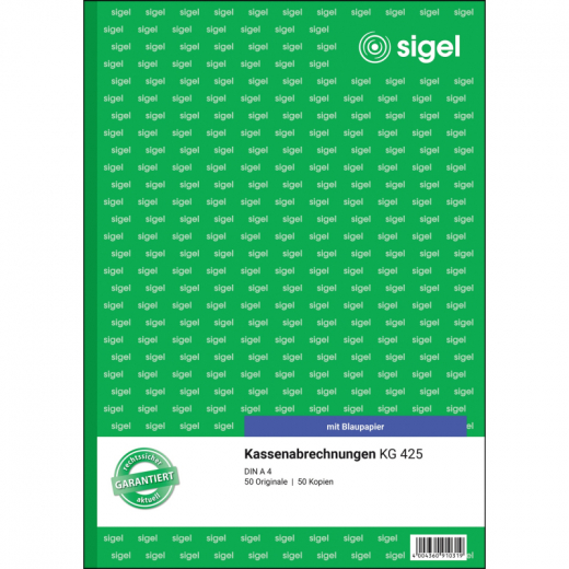 SIGEL Kassenabrechnung KG425 DIN A4 2x50Blatt,