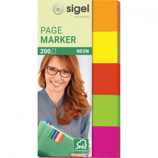 SIGEL Haftmarker Neon HN650 20x50mm farbig sortiert 5 St./Pack, - SIGHN650