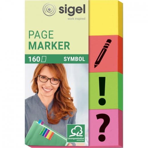 SIGEL Haftmarker HN635 gelb, orange,grün,pink 4 x 40 Bl./Pack., - SIGHN635