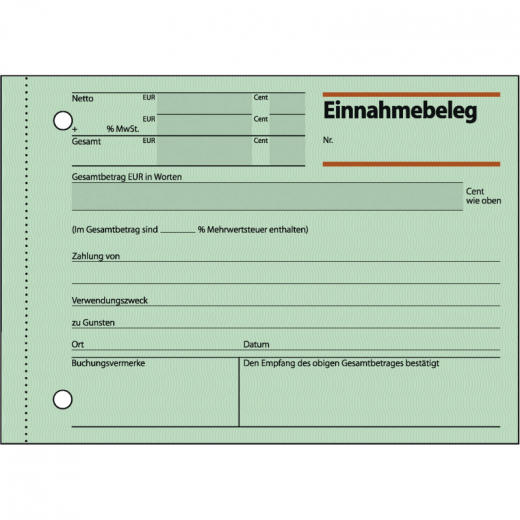 SIGEL Einnahmebeleg EB615 DIN A6 quer 50Blatt, - SIGEB615