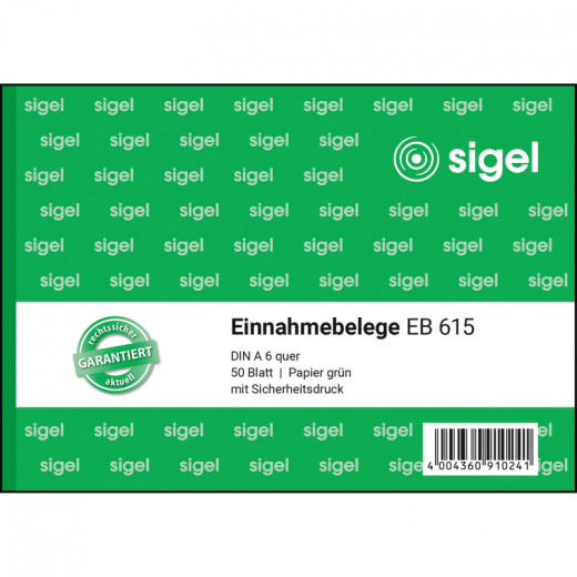 SIGEL Einnahmebeleg EB615 DIN A6 quer 50Blatt, - SIGEB615