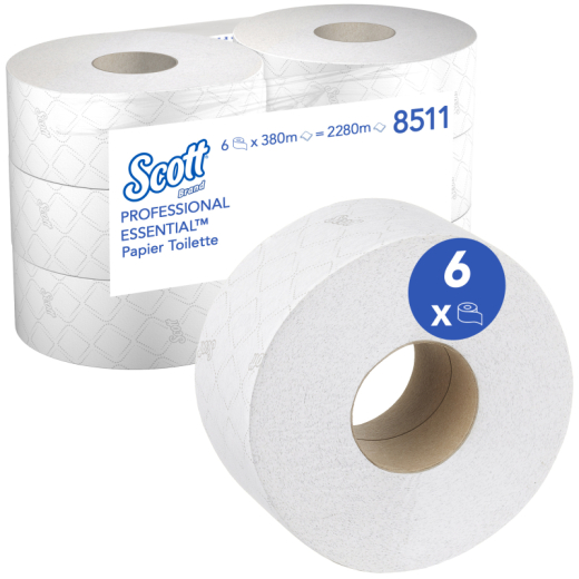 SCOTT Toilettenpapier 8511 2lagig 380m weiß 6 Rl./Pack.,