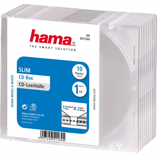 Hama CD-Hülle Slim 00051164 tr 10 St./Pack., - 180003903