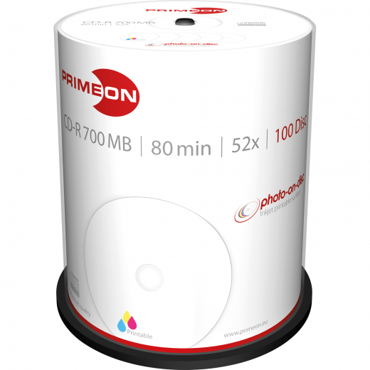 PRIMEON CD-R 2761106 52x 700MB 80Min. Spindel 100 St./Pack., - 183221400