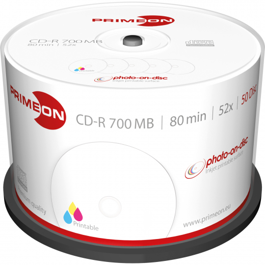 PRIMEON CD-R 2761105 52x 700MB 80Min. Spindel 50 St./Pack., - 183228800