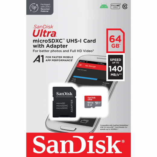 SanDisk Speicherkarte SDSQUAB-064G-GN6MA SDXC 64GB, - 183293800