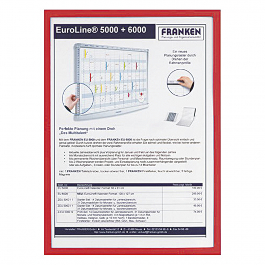 Franken Dokumentenhalter ITSA4M/5 01 DIN A4 rot 5 St./Pack., - 18412844