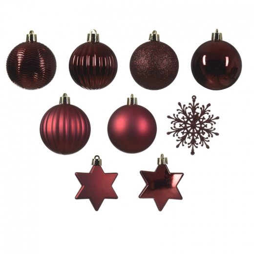 DECORIS Weihnachtskugeln Mix 023920 bruchfest rot 40St, - 460006030