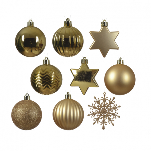 DECORIS Weihnachtskugeln Mix 023921 bruchfest gold 40St, - 460006096