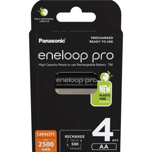 Panasonic Akku eneloop BK-3HCDE/4BE AA HR06 1,2V/2.500mAh 4St., - 190026500