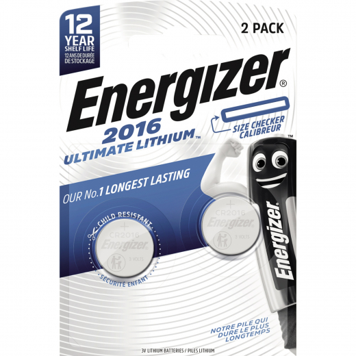 Energizer Knopfzelle CR 2016 E301319501 Lithium 2 St./Pack., - 190212000