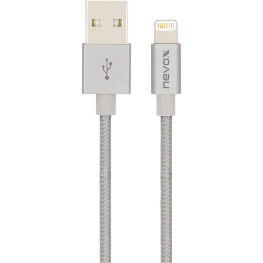 nevox USB-Kabel LC-1530 USB-A auf Lightning Nylon 2m si.gr, - 728038500