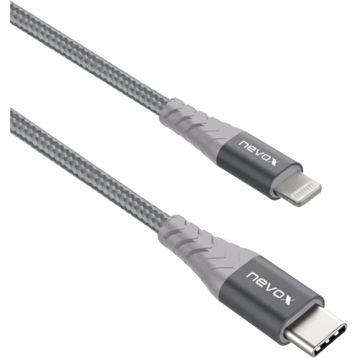 nevox USB-Kabel LC-1886 USB-C auf Lightning Nylon 2m si.gr, - 728038600