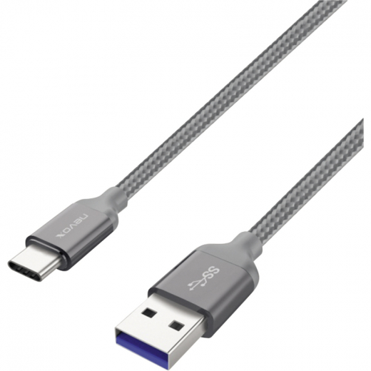 nevox USB-Kabel TC-1480 Nylon 2m silbergrau, - 728038700