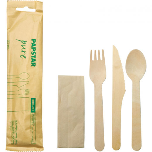 PAPSTAR Besteck-Set Pure 88243 Holz, - 439064800