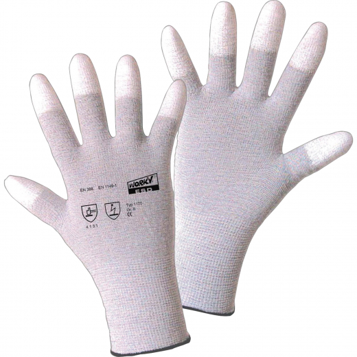 WORKY Handschuh ESD TIP 1170-7 Nylon/Carbon/PU Größe7 1Paar,