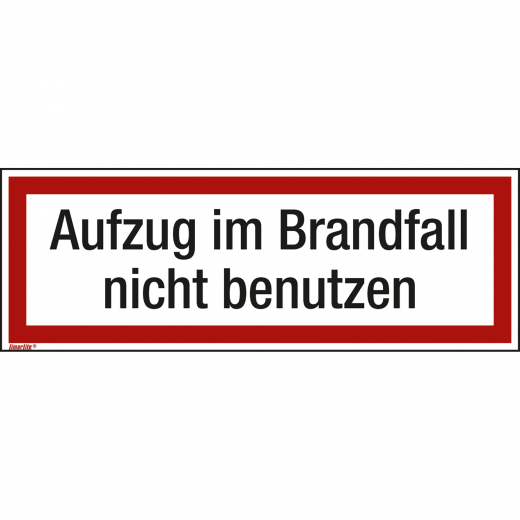 Hinweisschild Aufzug im Brandfall 297x105mm Folie, - 195048200