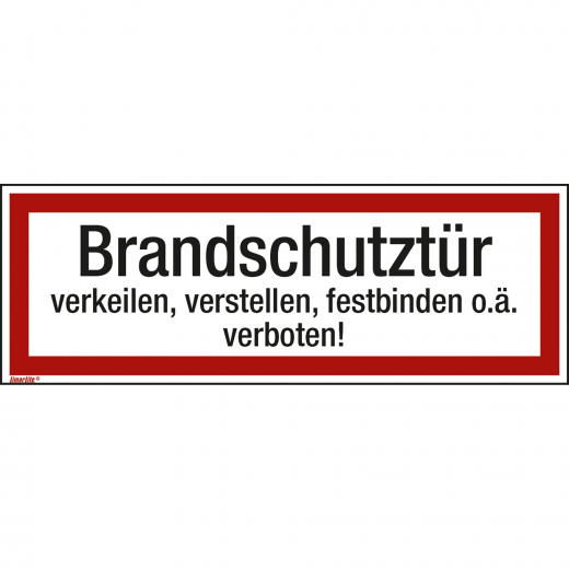 Hinweisschild Brandschutztür verkeilen 297x105mm Folie, - 195048400