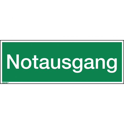 Hinweisschild Notausgang 297x105mm PVC, - 195049300