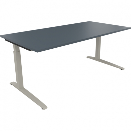 Schreibtisch Kufe Einzels. Quadrat B1800xT900xH650-850 si/Lavagrau,