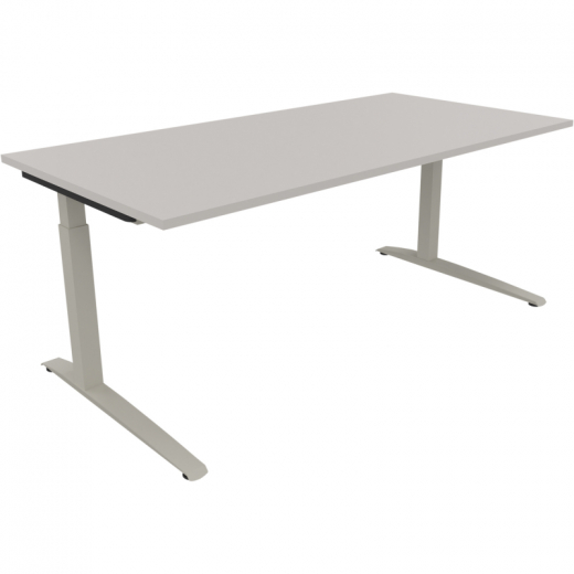 Schreibtisch Kufe Einzels. Quadrat B1800xT900xH650-850 si/Lichtgrau,