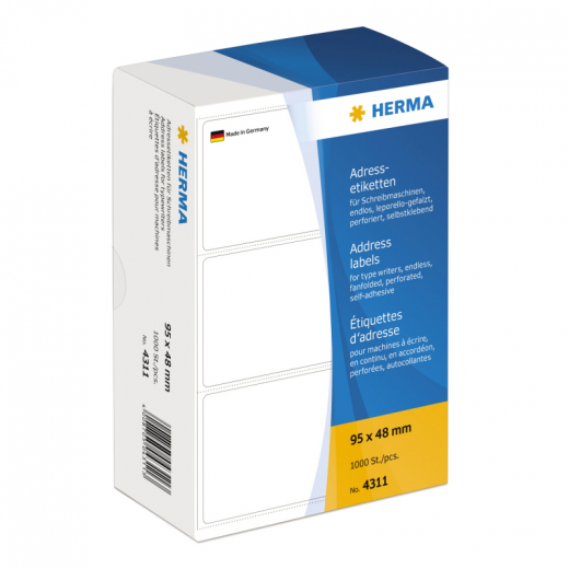 HERMA Adressetikett 4311 95x48mm zickzack ws 1.000 ST./Pack., - HER4311