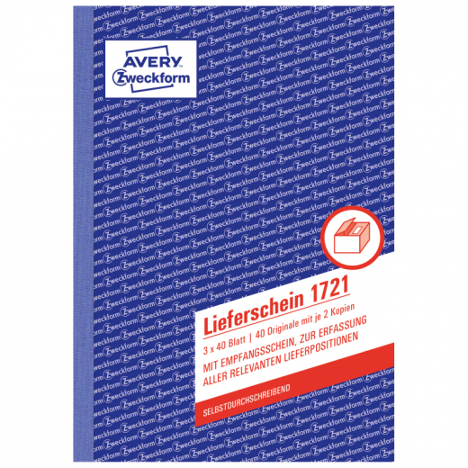 Avery Zweckform Lieferschein 1721 DIN A5 3x40Blatt, - ZWE1721