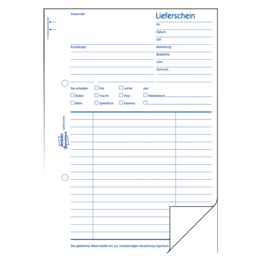 Avery Zweckform Lieferschein 723 DIN A5 2x50Blatt, - ZWE723