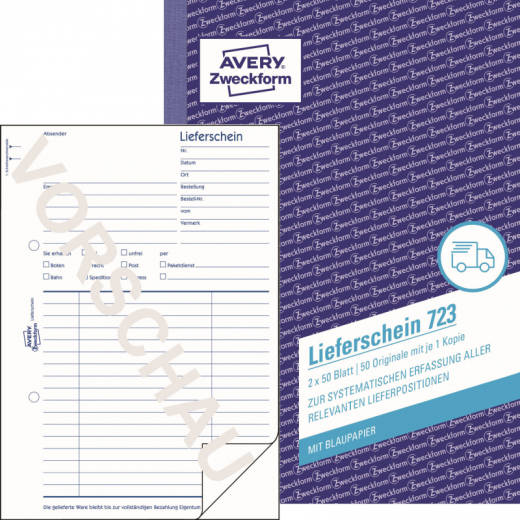 Avery Zweckform Lieferschein 723 DIN A5 2x50Blatt, - ZWE723