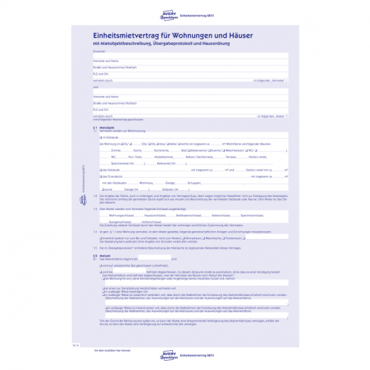 Avery Zweckform Mietvertrag 2873 A4 2x4Blatt 5 St./Pack., - 114026700