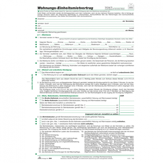 RNK Mietvertrag 599 DIN A4 4Blatt, - 33612650