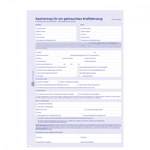 Avery Zweckform Kaufvertrag 2880 DIN A4 4x4Blatt, - 7202880